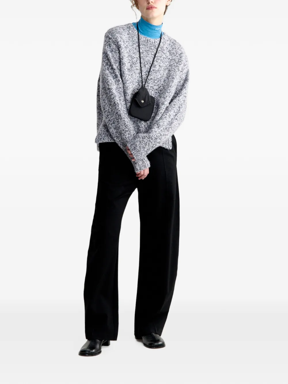 Maison Kitsuné Gebreide trui met geborduurd logo Grijs