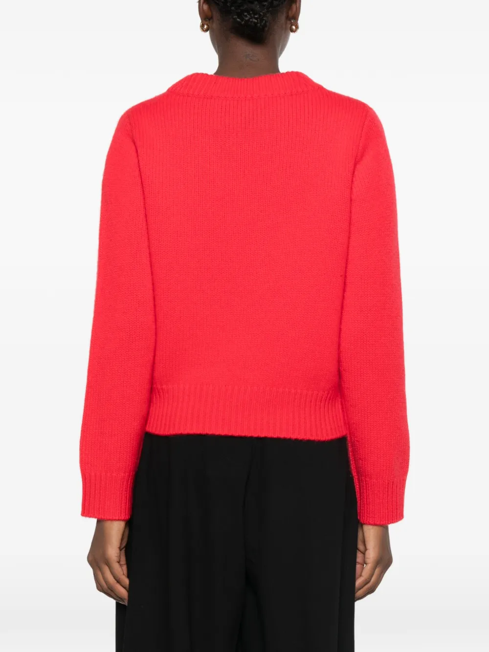 Soft Goat Geribbelde trui met V-hals Rood