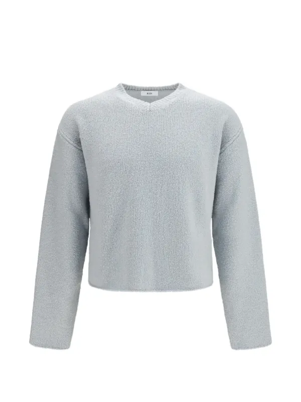 Rier Ribbed-knit V-neck Sweater in Grey