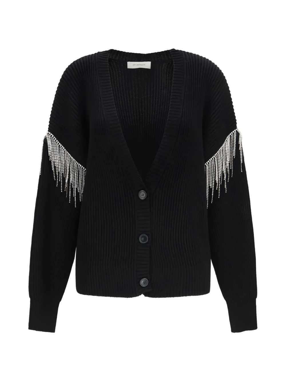 Sportmax oversized embellished ribbed-knit cardigan - Schwarz