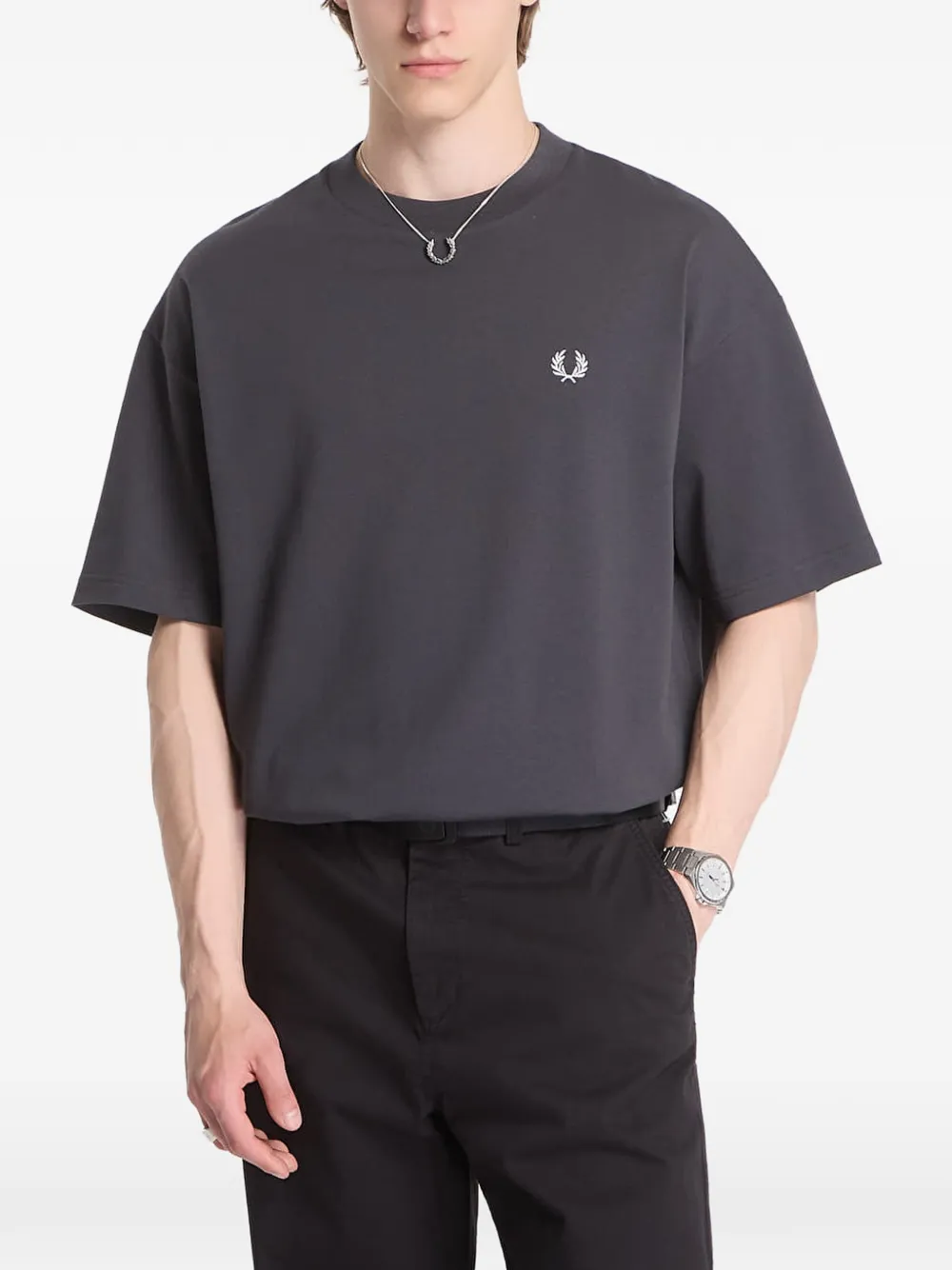 Fred Perry T-shirt met Laurel Wreath-print Grijs