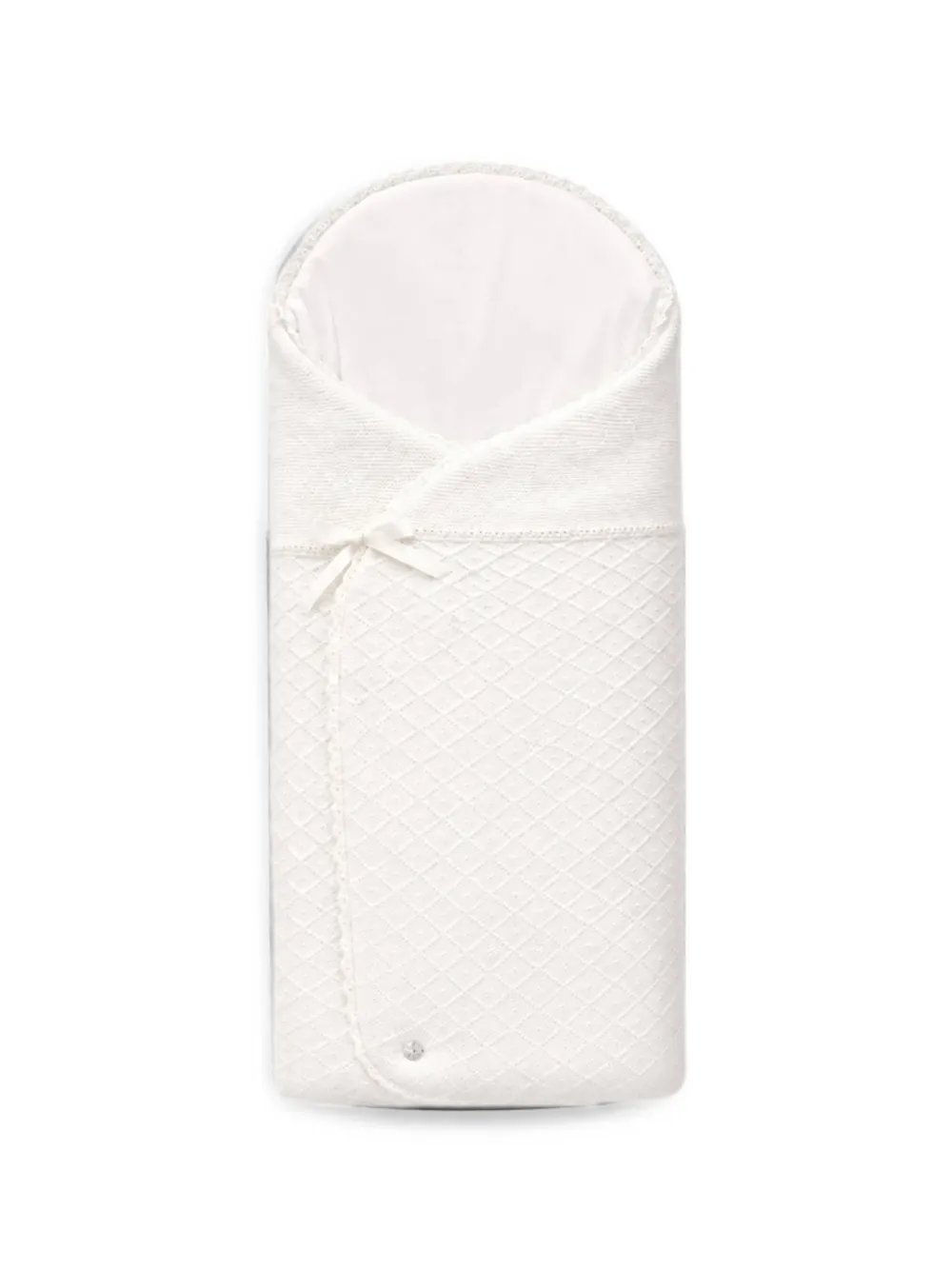 Paz Rodriguez diamond-knit bow-detail baby nest - Bianco