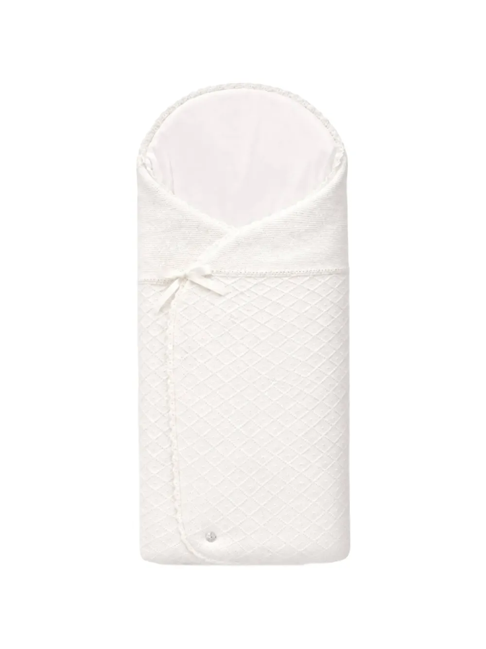 Paz Rodriguez diamond-knit bow-detail baby nest - Bianco