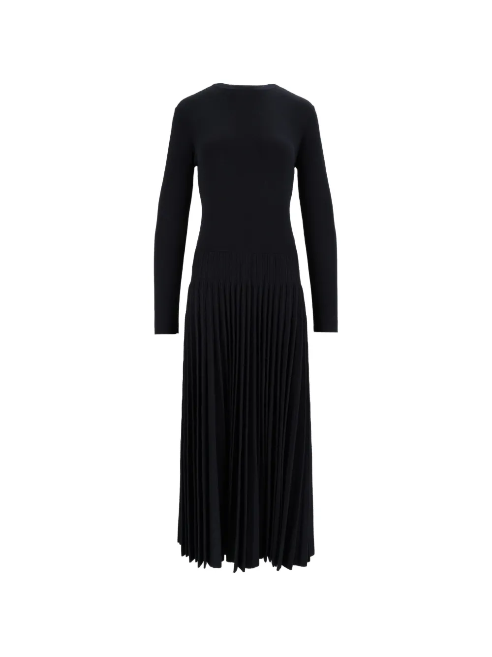Fabiana Filippi pleated long-sleeve midi dress - Nero