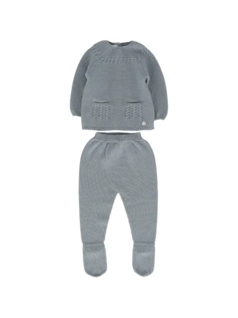 Paz Rodriguez cable-knit wool sweater and trousers set