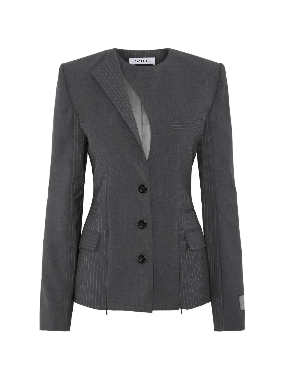 Srvc Studio Cut-out Pinstripe Jacket In Gray