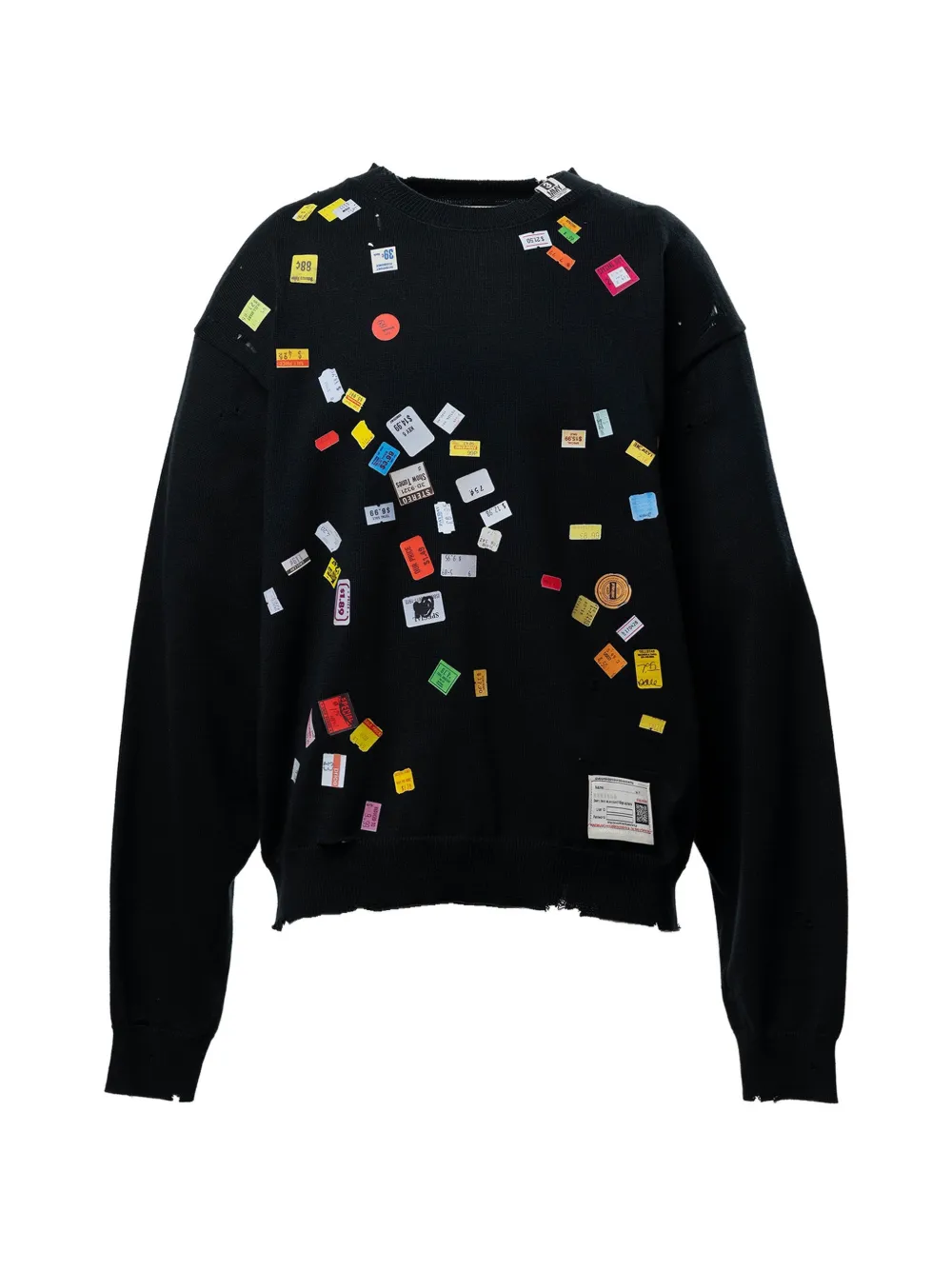Maison MIHARA YASUHIRO Price Tag gebreide trui met print Zwart