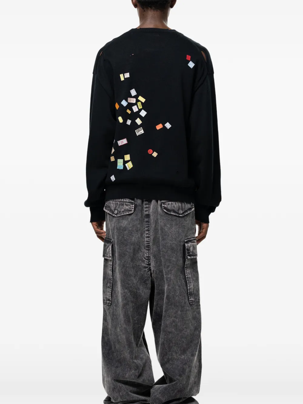Maison MIHARA YASUHIRO Price Tag gebreide trui met print Zwart