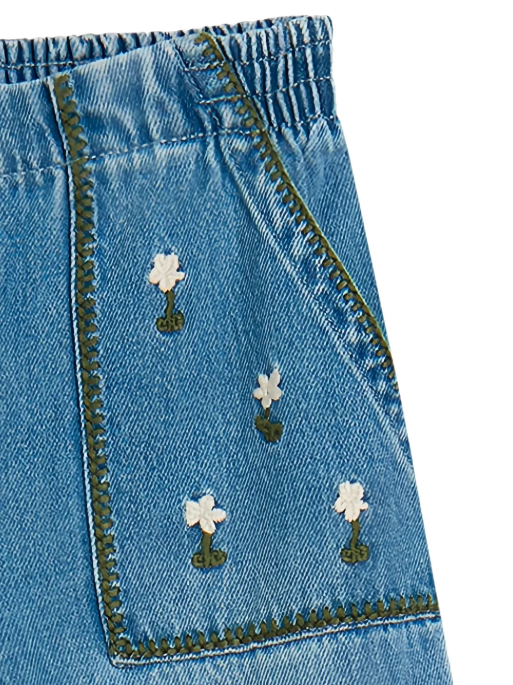 Stella McCartney Kids Jeans met wijde pijpen en geborduurde bloemen Blauw