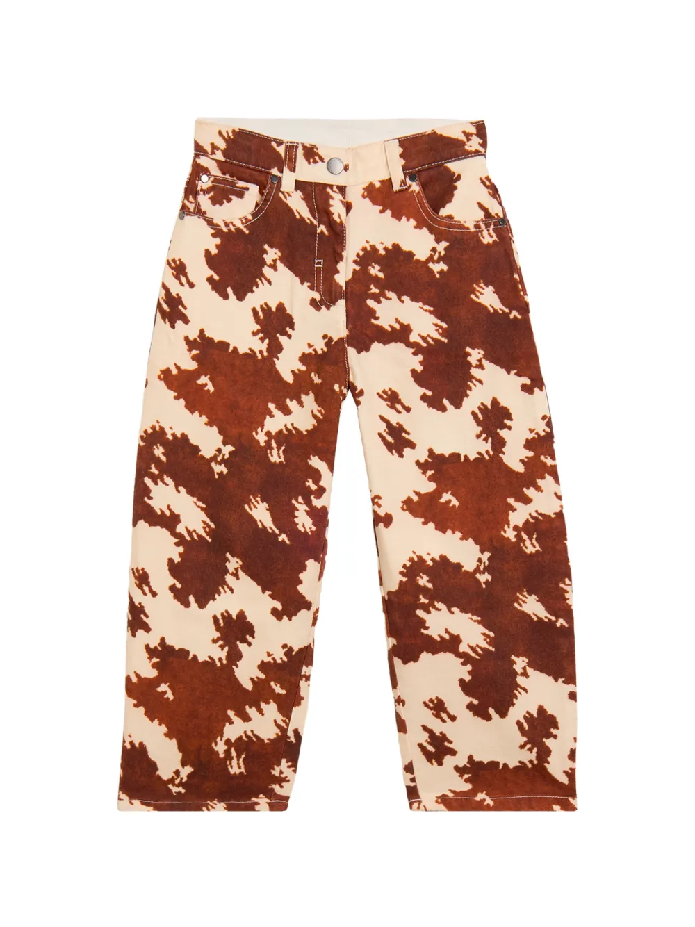 Stella McCartney Kids cow-print wide-leg trousers - Marrone