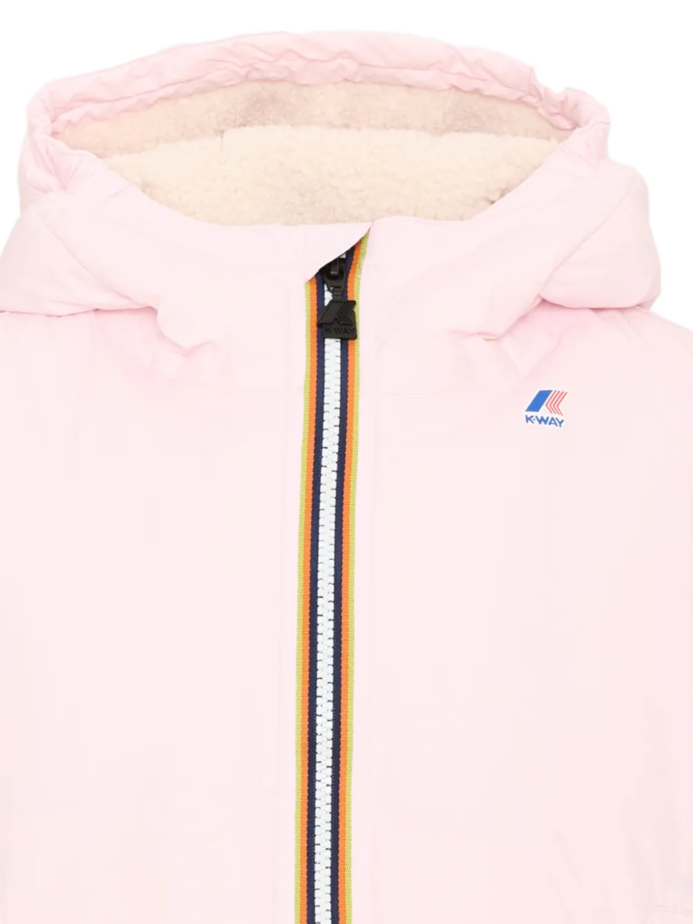 K Way Kids P. Le Vrai 4.0 Claude Orsetto jack met capuchon en logo-patch Roze