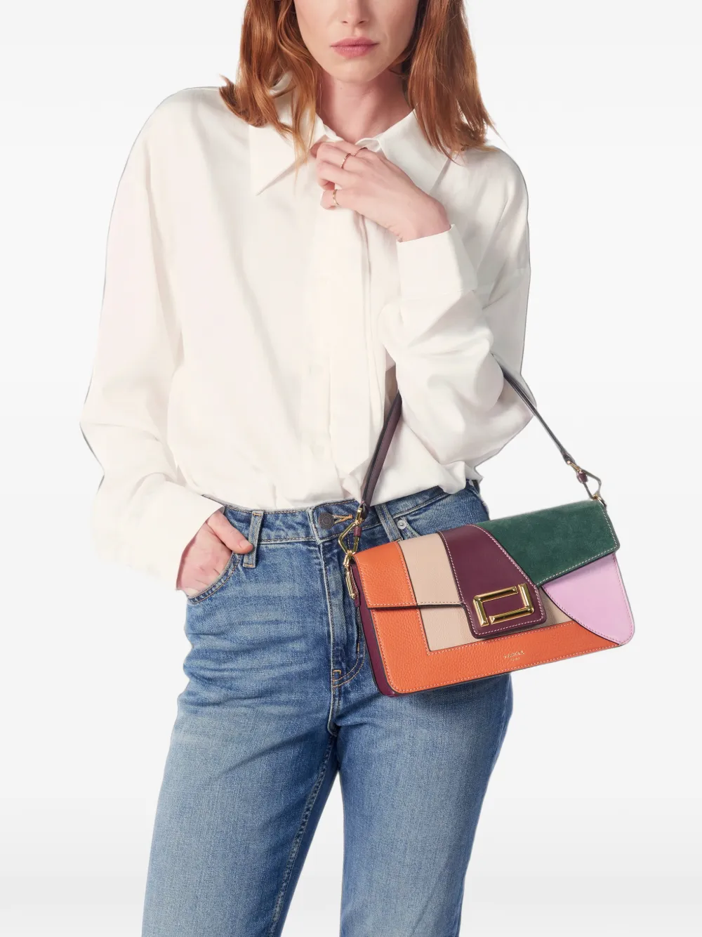 Lancel Angele leren schoudertas Paars