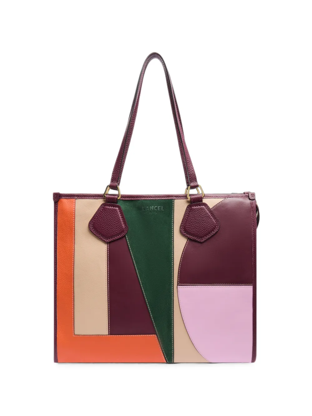 Lancel Jour Patchwork Leather Tote Bag In Red