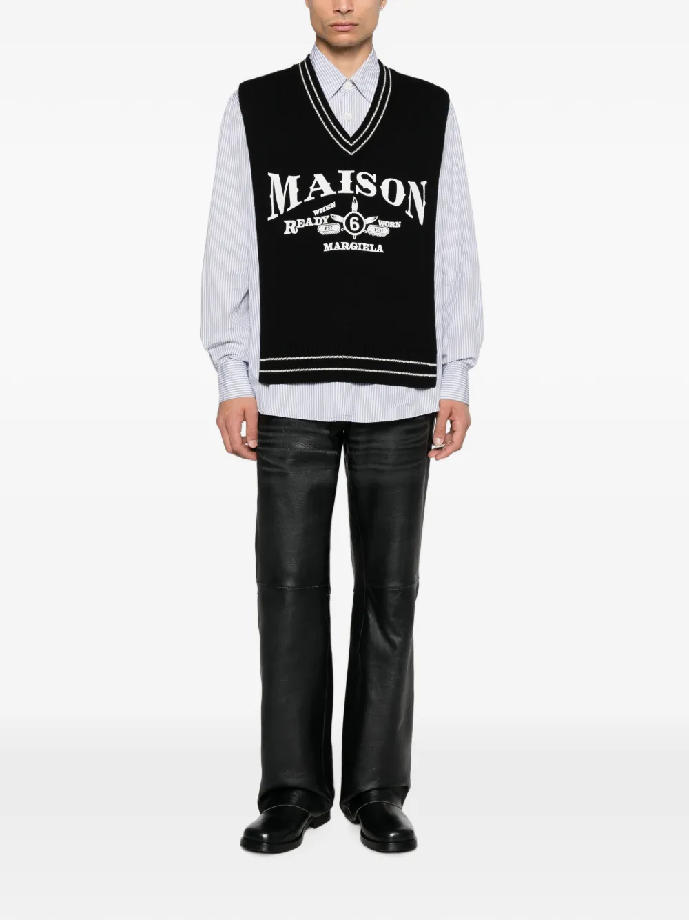 MM6 Maison Margiela Bodywarmer met geborduurd logo en V-hals Zwart