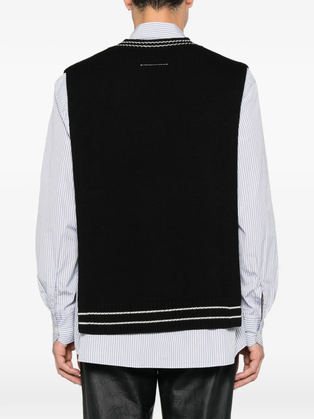 MM6 Maison Margiela Bodywarmer met geborduurd logo en V-hals Zwart