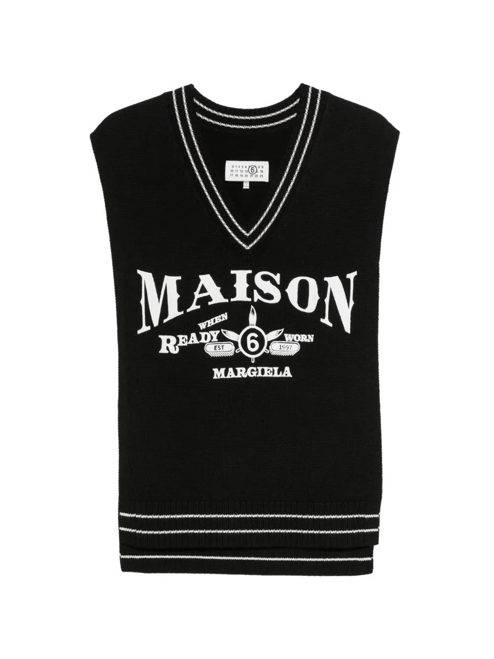 MM6 Maison Margiela logo-embroidered V-neck gilet - Nero