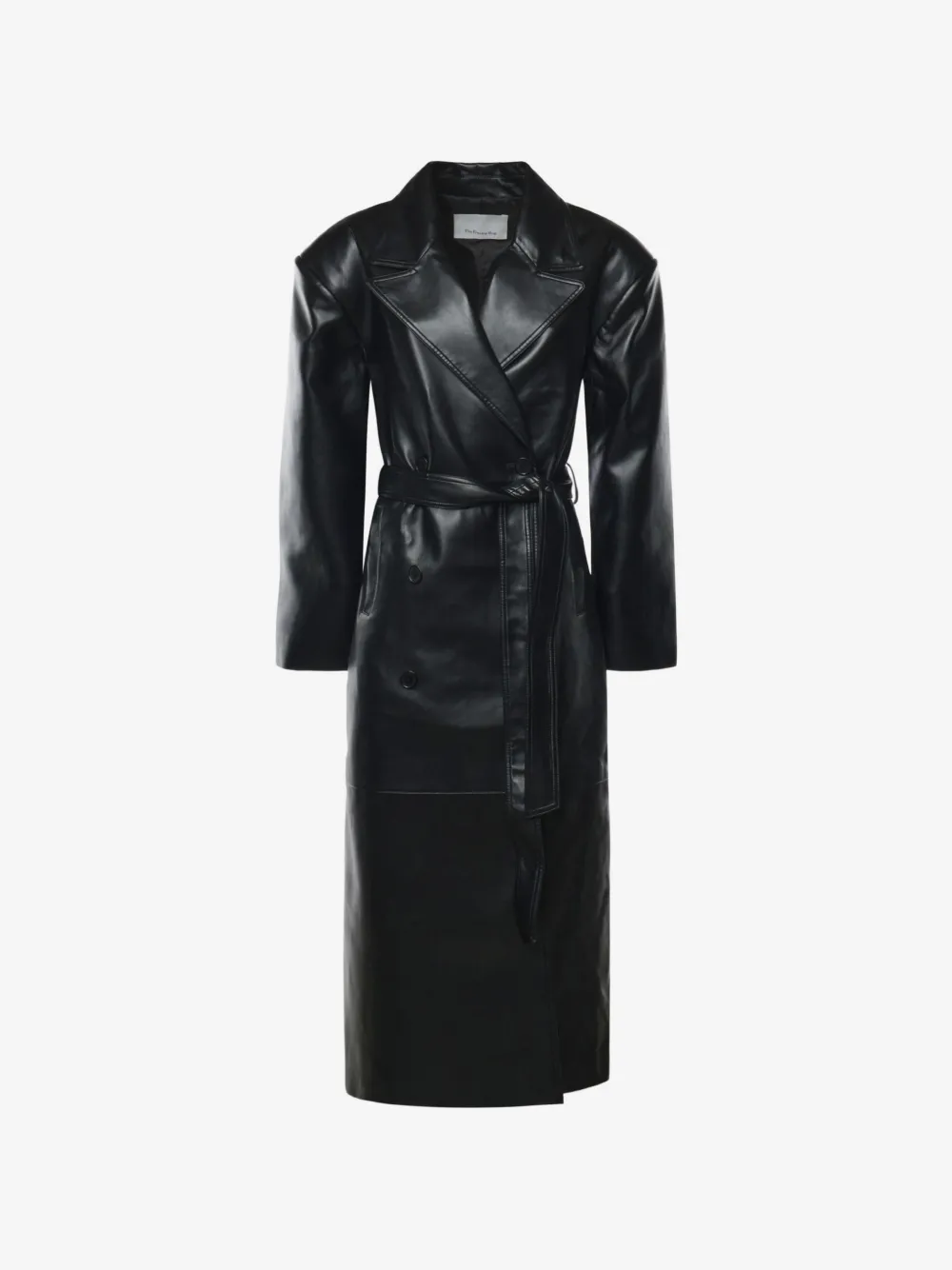 Tina double-breasted faux-leather coat