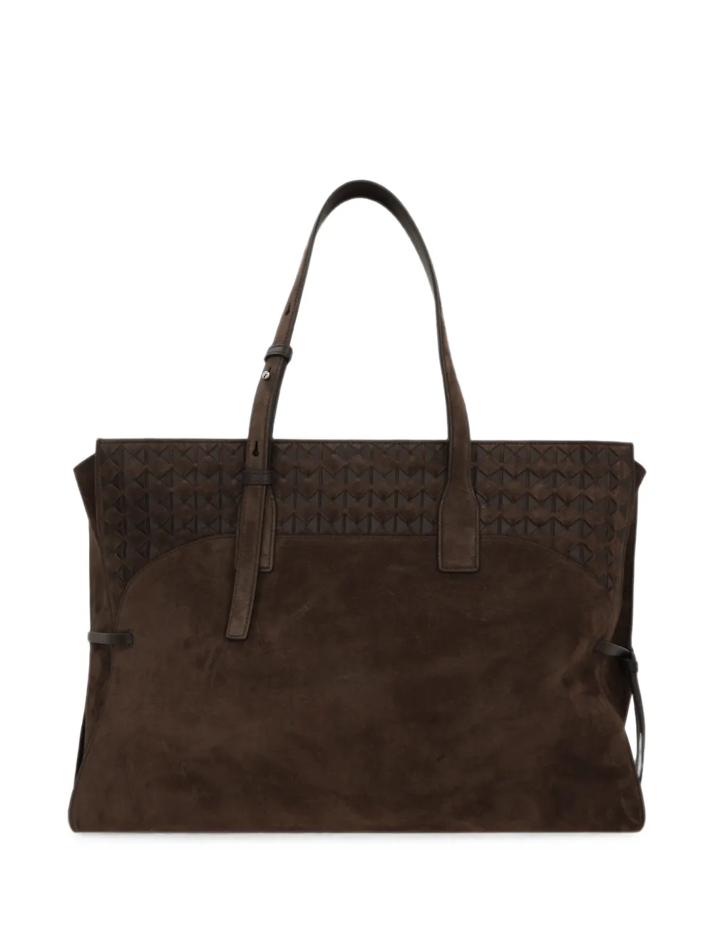 Serapian large Mosaico suede tote bag - Marrone