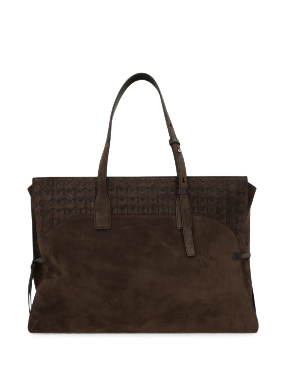 Serapian Large Mosaico Suede Tote Bag in Brown, view 2