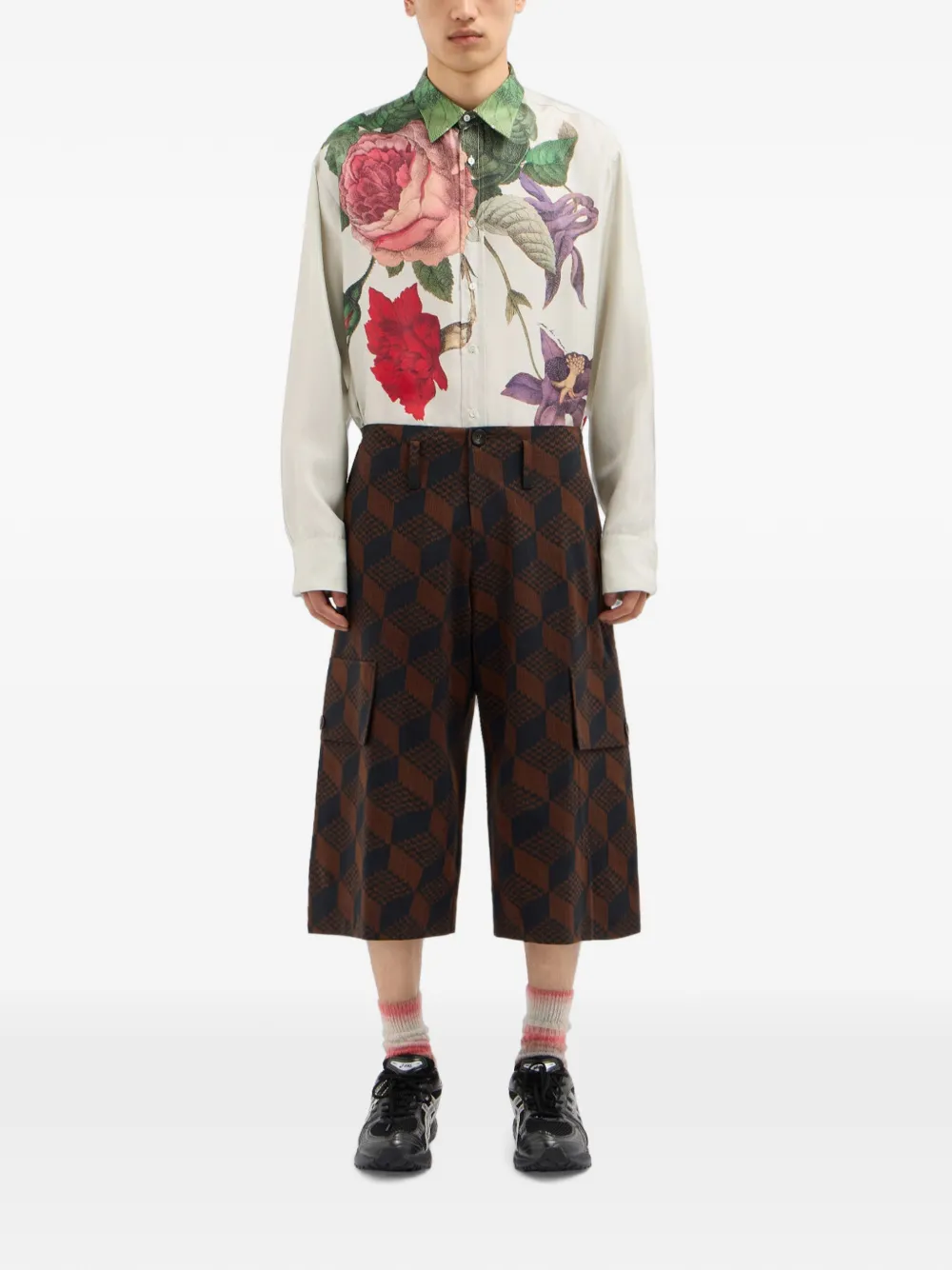 Pierre-Louis Mascia Dylan cargo shorts met geometrisch patroon Bruin