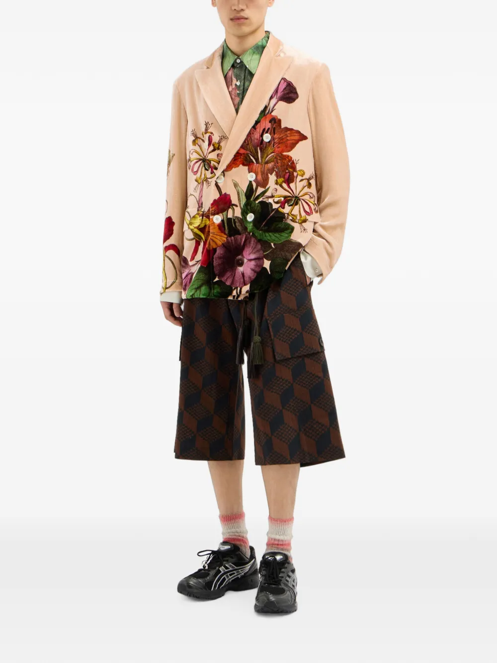 Pierre-Louis Mascia Dylan cargo shorts met geometrisch patroon Bruin