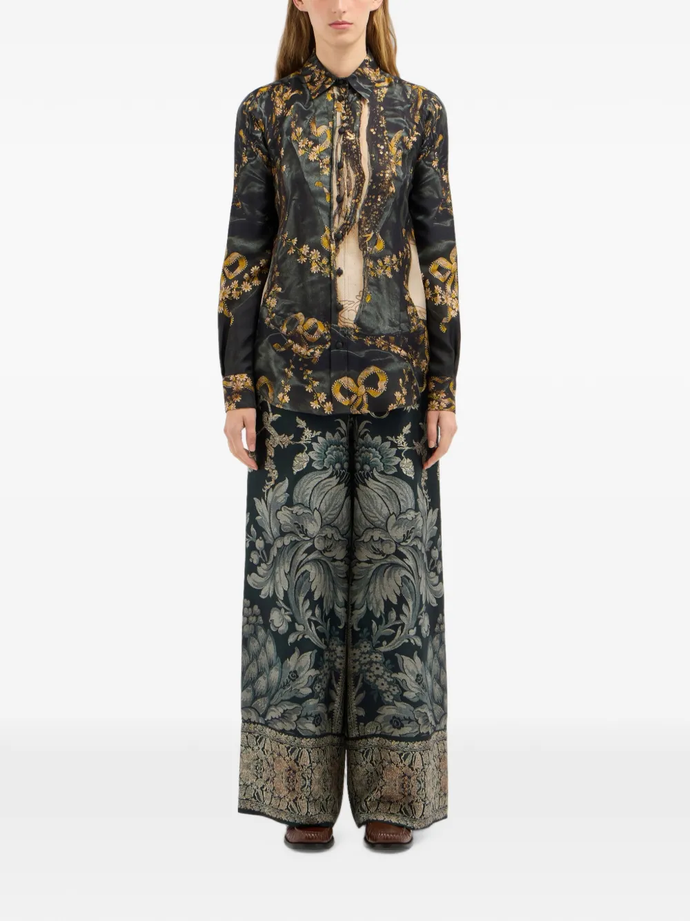 Pierre-Louis Mascia Aloe zijden blouse met bloemenprint Zwart