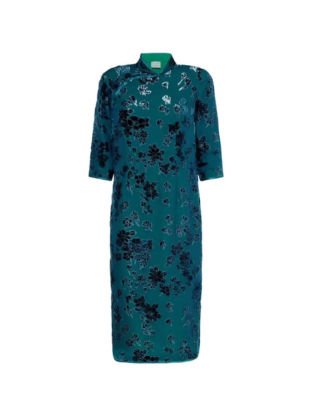 Pierre-Louis Mascia VEFIO floral-velvet midi dress - Blau