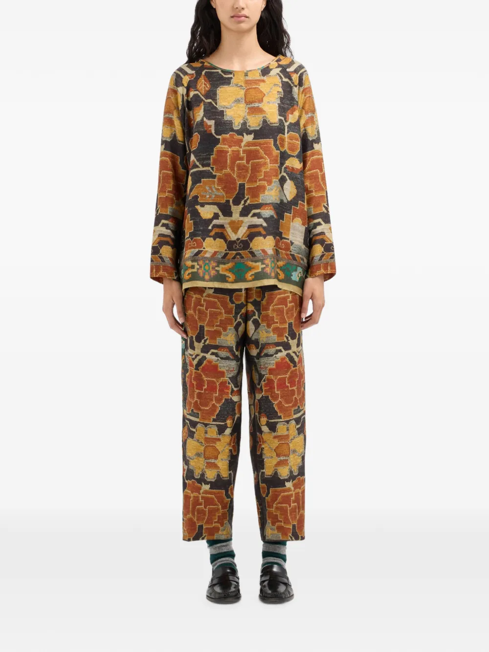 Pierre-Louis Mascia Zijden blouse met bloemenprint Zwart