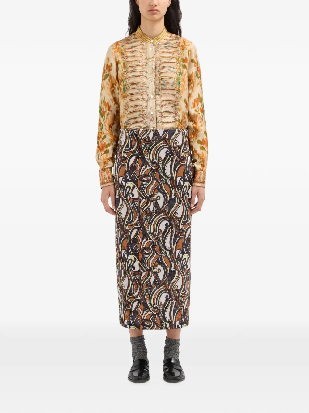 Pierre-Louis Mascia Ranat midi-rok met print Bruin