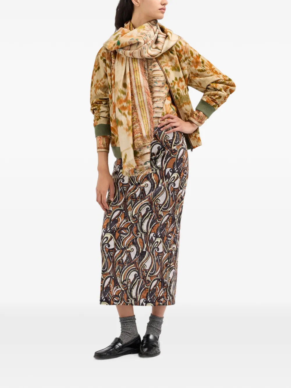Pierre-Louis Mascia Ranat midi-rok met print Bruin