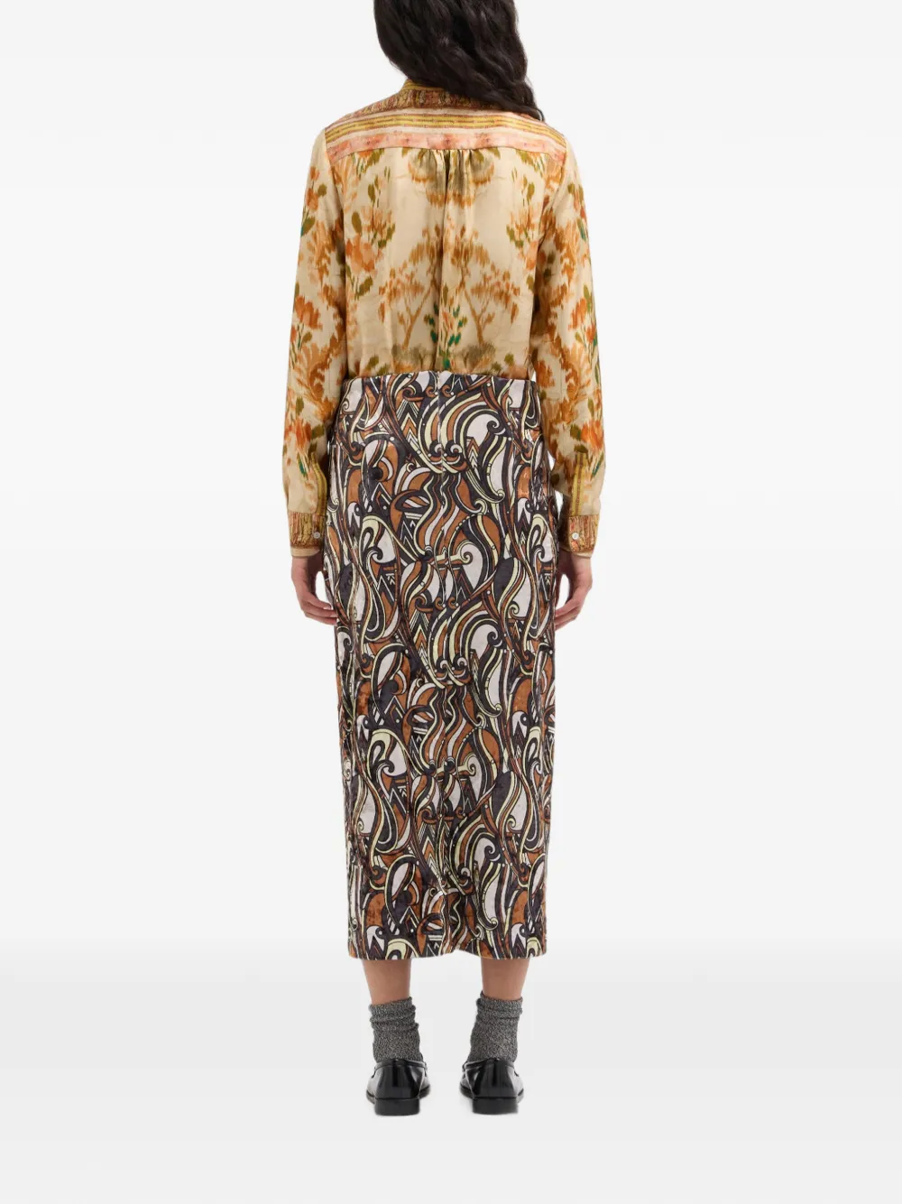 Pierre-Louis Mascia Ranat midi-rok met print Bruin