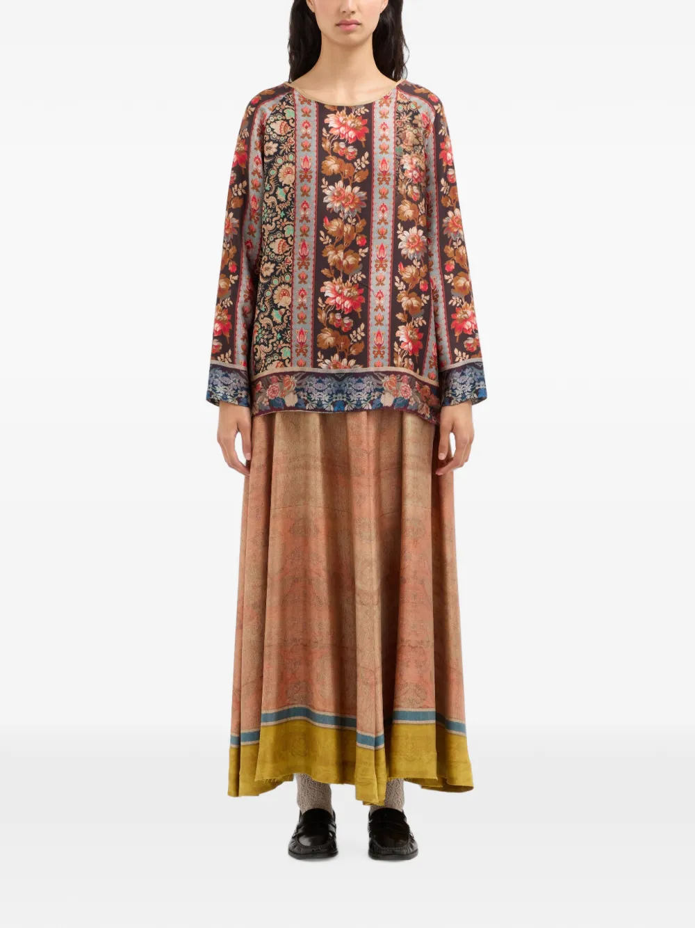 Pierre-Louis Mascia Aloe zijden blouse met bloemenprint Bruin