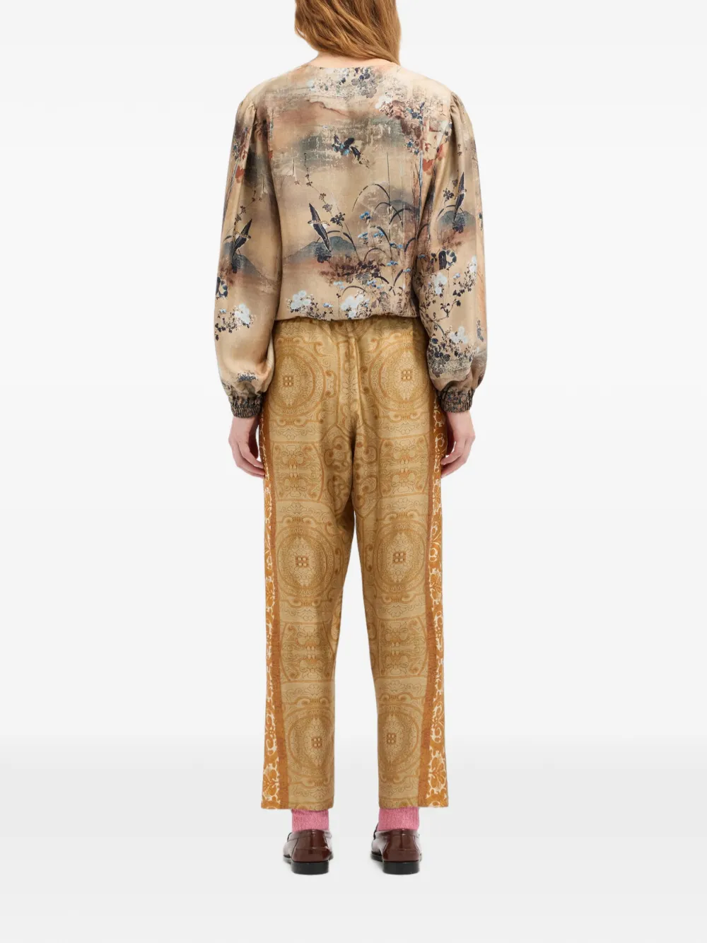 Pierre-Louis Mascia Aloe zijden blouse met bloemenprint Beige