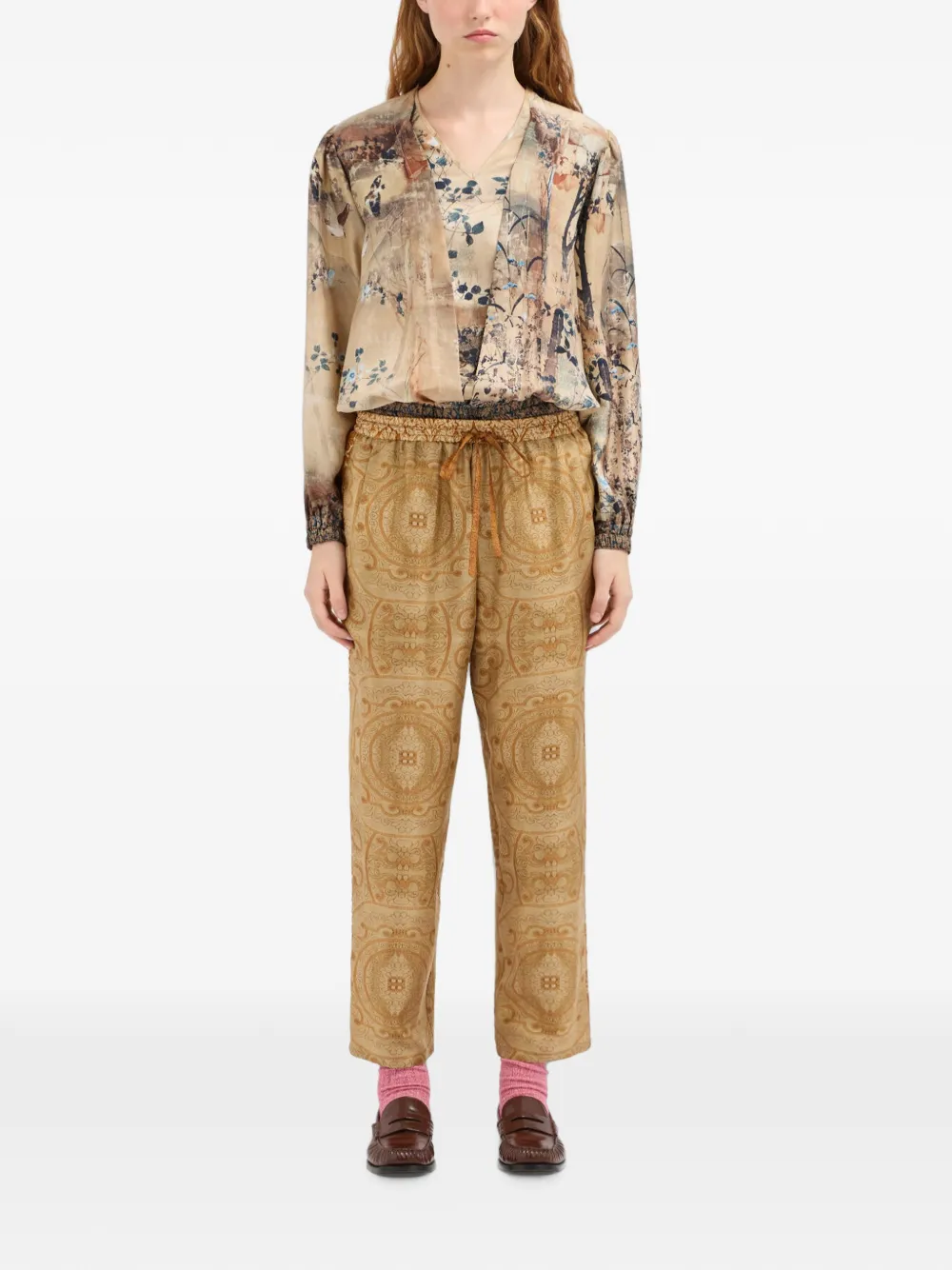 Pierre-Louis Mascia Aloe zijden blouse met bloemenprint Beige