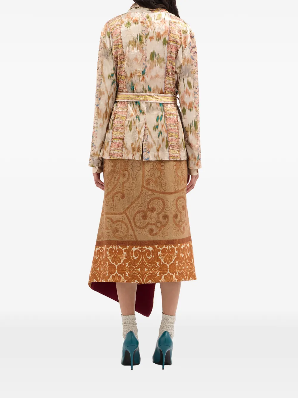Pierre-Louis Mascia Ranat blazer met penseelstreek-print en ceintuur Beige
