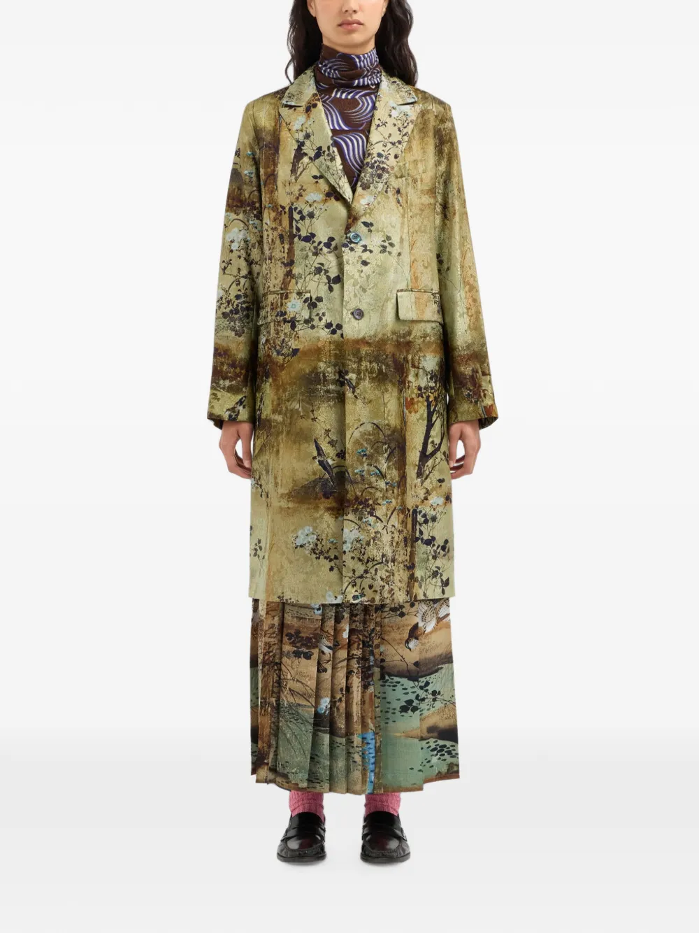 Pierre-Louis Mascia JP682DOX jas met bloemenprint en revers Groen