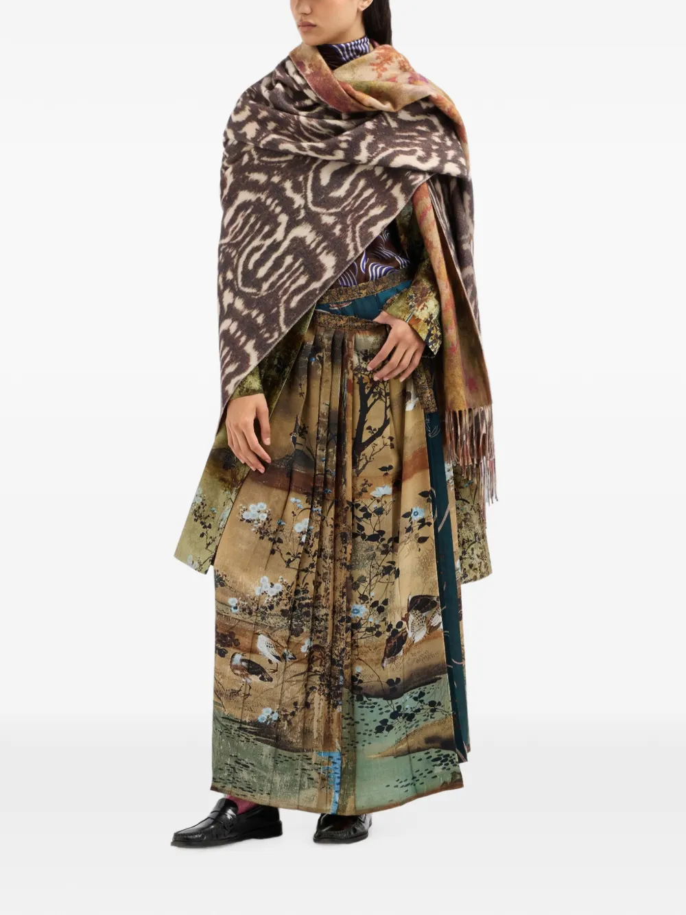 Pierre-Louis Mascia JP682DOX jas met bloemenprint en revers Groen