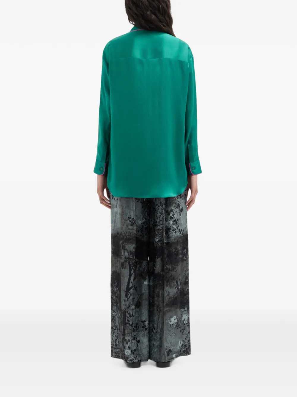 Pierre-Louis Mascia Mutka zijden blouse met afwerking Groen