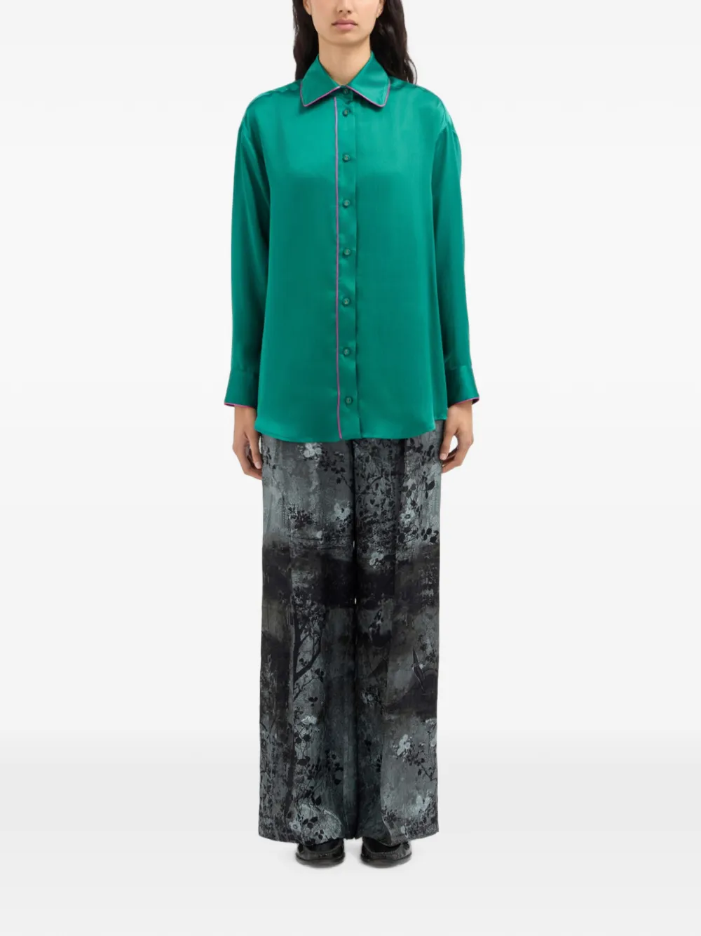 Pierre-Louis Mascia Mutka zijden blouse met afwerking Groen