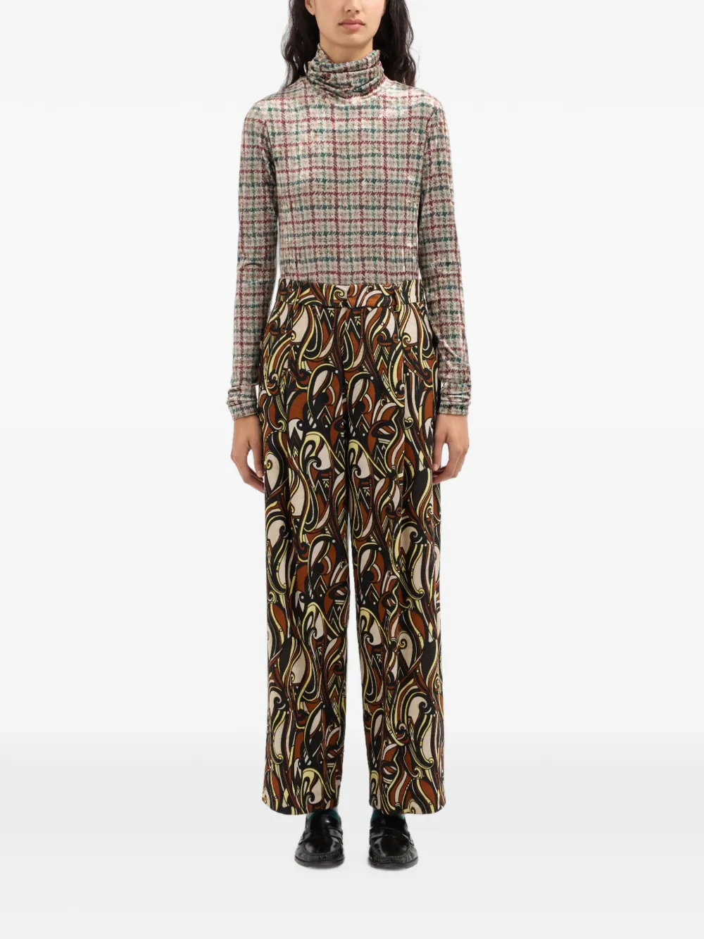 Pierre-Louis Mascia Beatex wollen broek met patroon Bruin