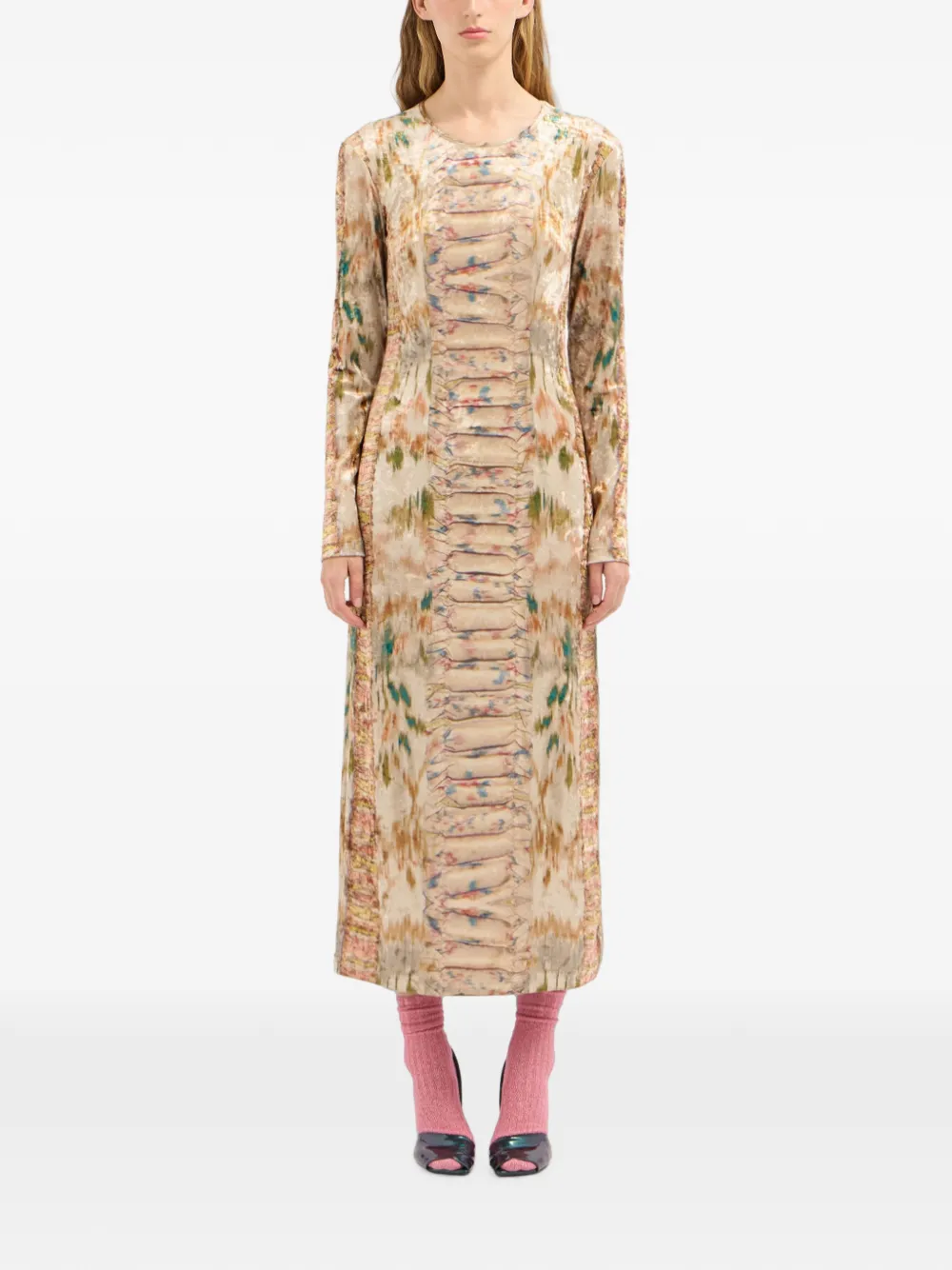 Pierre-Louis Mascia Ranat maxi-jurk met abstracte print Beige