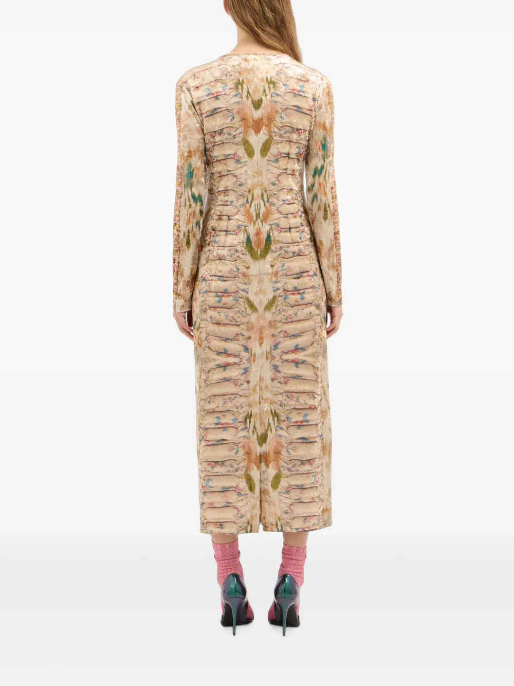Pierre-Louis Mascia Ranat maxi-jurk met abstracte print Beige