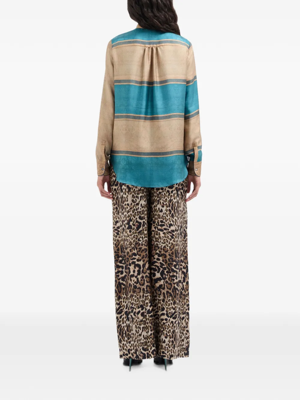 Pierre-Louis Mascia Zijden blouse met gestreept patroon Beige