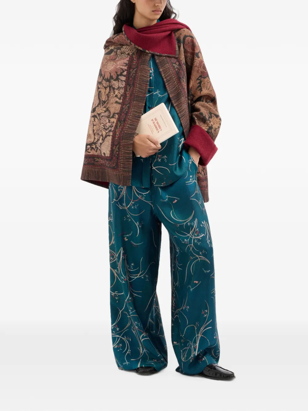 Pierre-Louis Mascia Aloe zijden blouse met botanische print Blauw