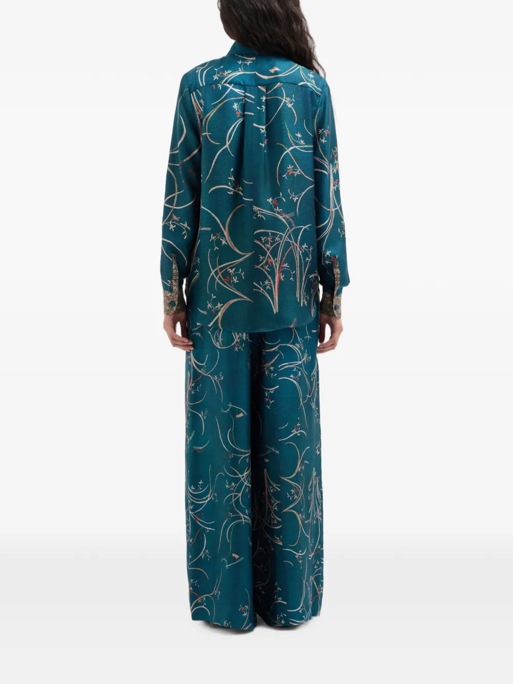 Pierre-Louis Mascia Aloe zijden blouse met botanische print Blauw