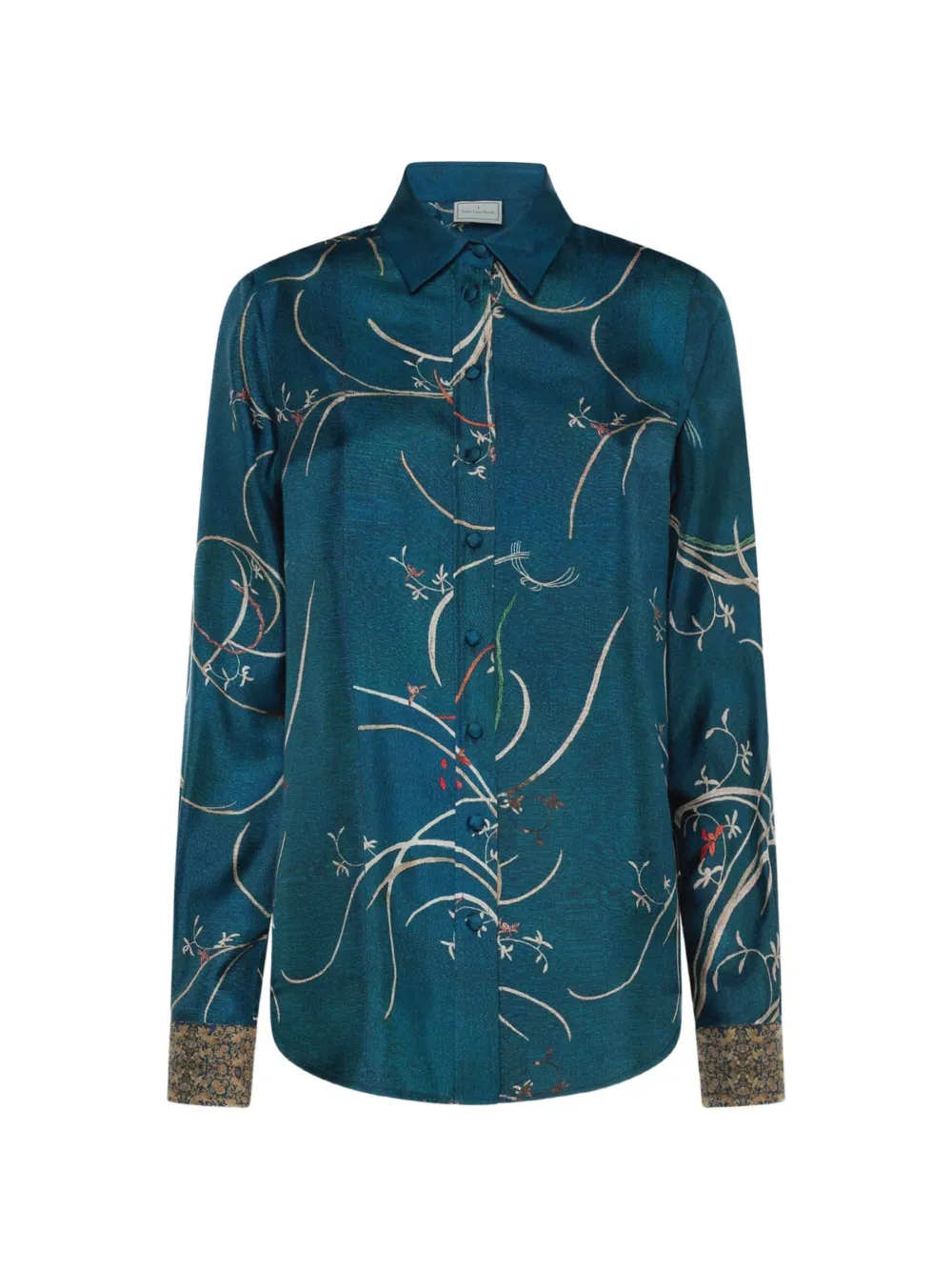 Pierre-Louis Mascia Aloe botanical-print silk shirt - Blau