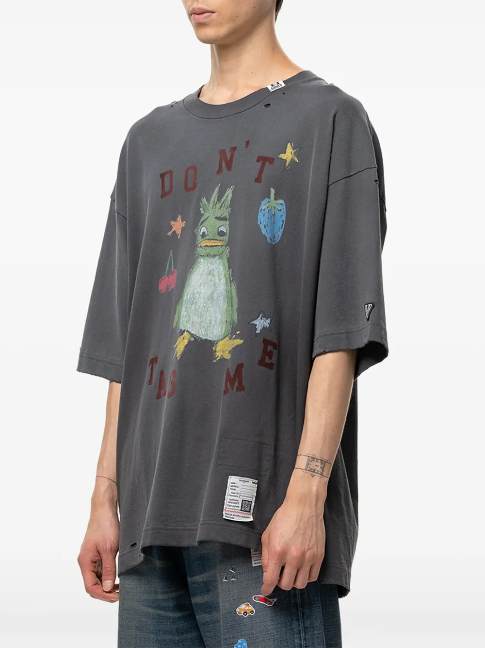 Maison MIHARA YASUHIRO Leon T-shirt met doodle-print Grijs