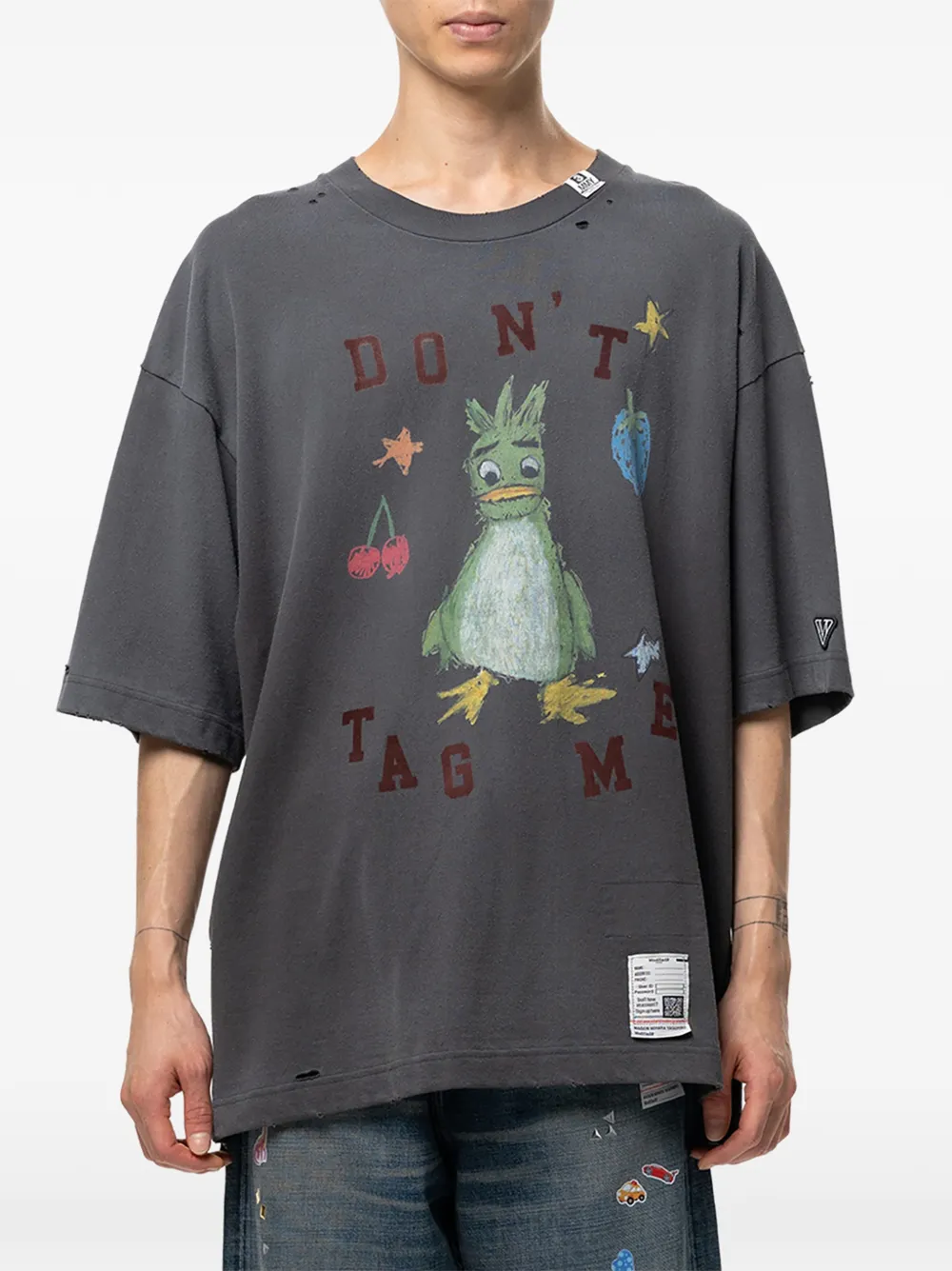 Maison MIHARA YASUHIRO Leon T-shirt met doodle-print Grijs