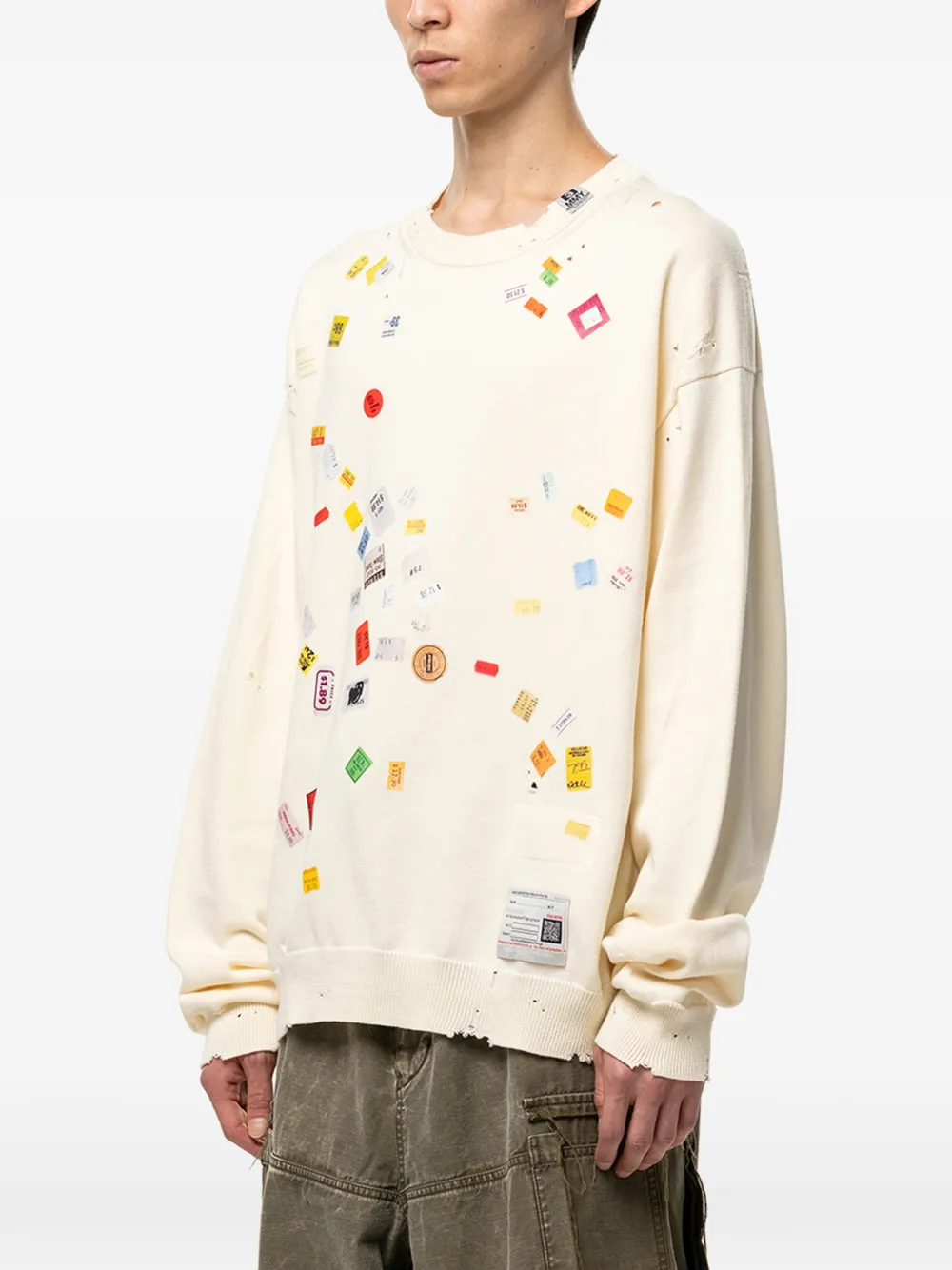 Maison MIHARA YASUHIRO Gebreide trui met print Beige