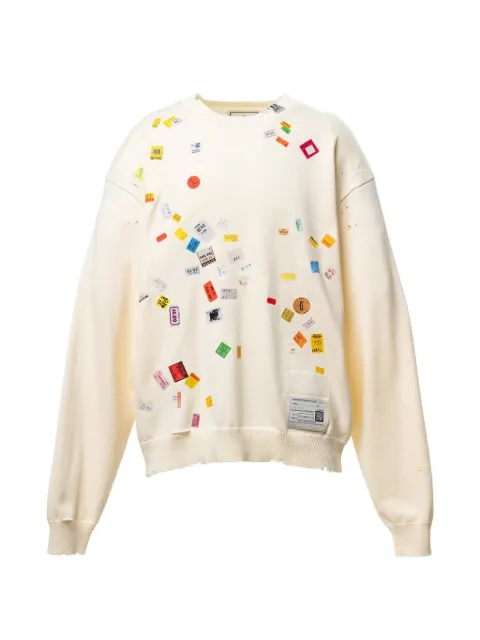 Maison MIHARA YASUHIRO price tag sticker printed knit sweater